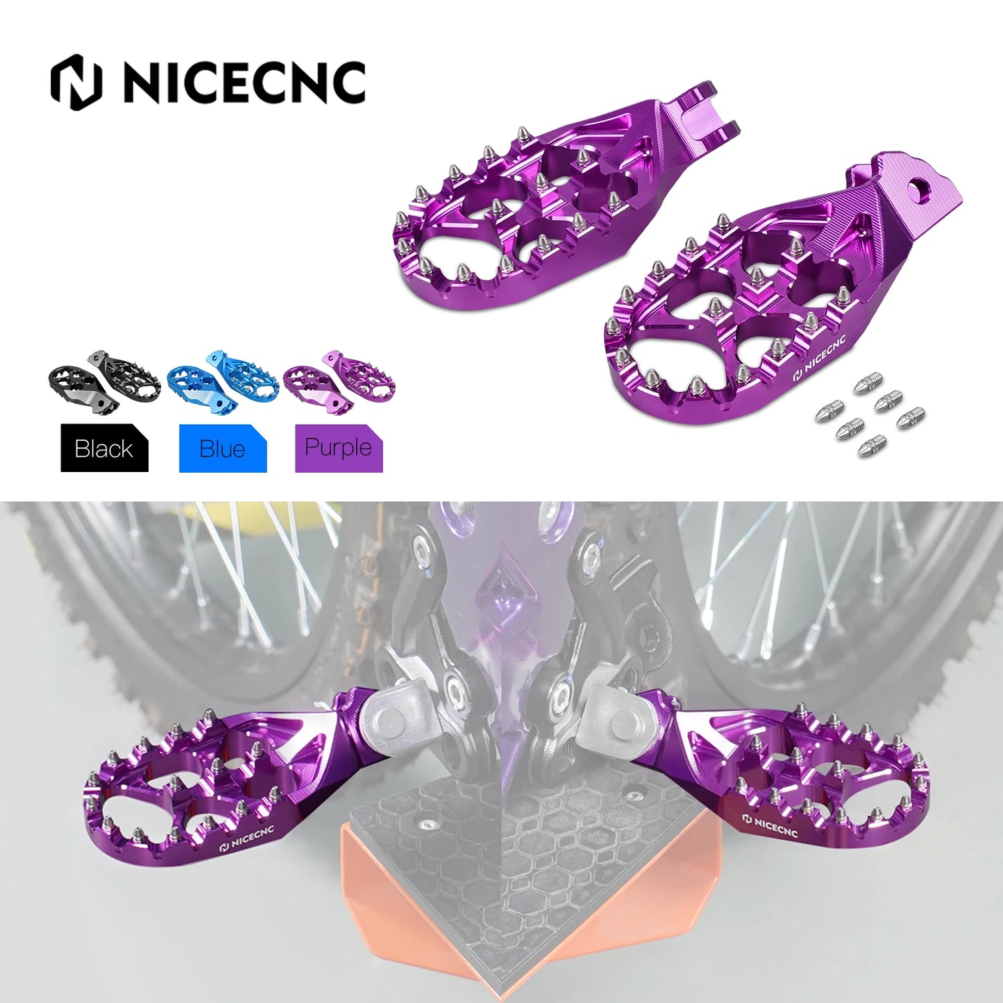 For Sur-Ron Light Bee X S L1E Surron Electric Dirt Bike Enlarged Foot Pegs Footrest Footpegs For Segway X160 X260 2024 2023 2022 RISE DEFENSE SYSTEMS.AI PRODUCTS