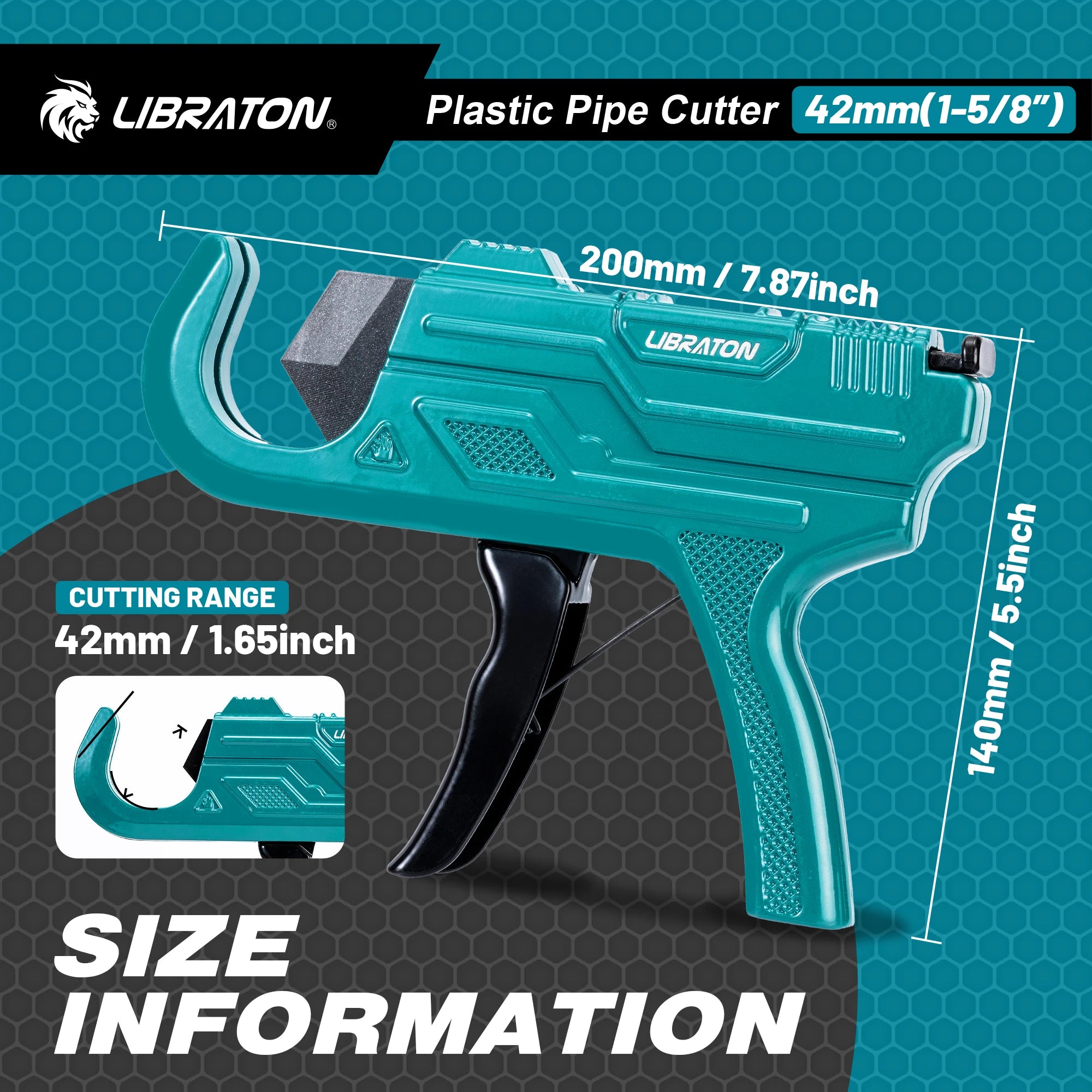 LIBRATON PVC Pipe Cutter, One-hand Operated Plastic Pipe Cutter with Deburring Tool, Up to 1-5/8