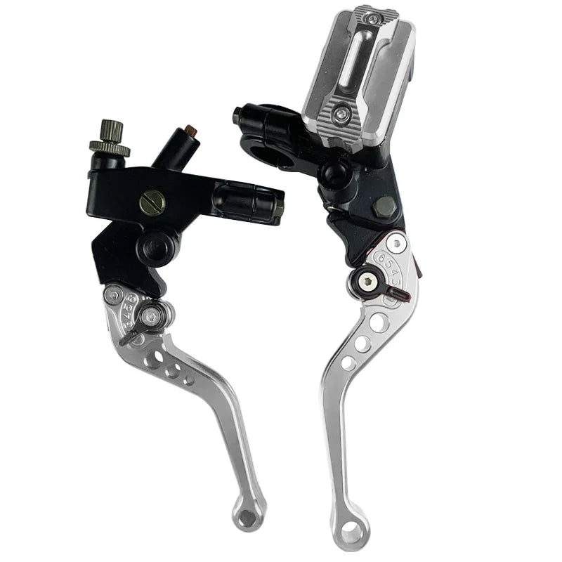 CNC One Pair 7/8" 22mm Universal Motorcycle Brake Master Cylinder Lever Cable Clutch Reservoir For Scooter Sport Dirt Bike RISE DEFENSE SYSTEMS.AI PRODUCTS