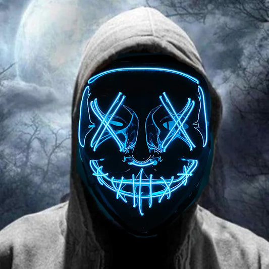 Wireless Horror Luminous Glowing Mask Full Face LED Light Purge Mask mascara Halloween Cosplay Party Mask Festival Costume Decor RISE DEFENSE SYSTEMS.AI PRODUCTS