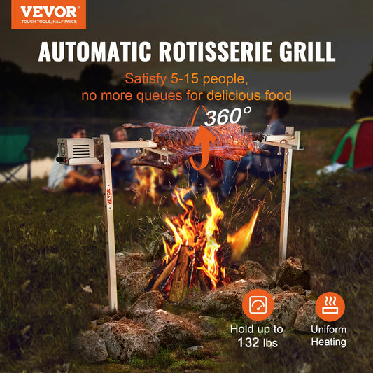 VEVOR Electric BBQ Rotisserie Grill Kit Heavy Duty Grilling Kit, Automatic Motor and Height Adjustable Universal Roaster Stand RISE DEFENSE SYSTEMS.AI PRODUCTS