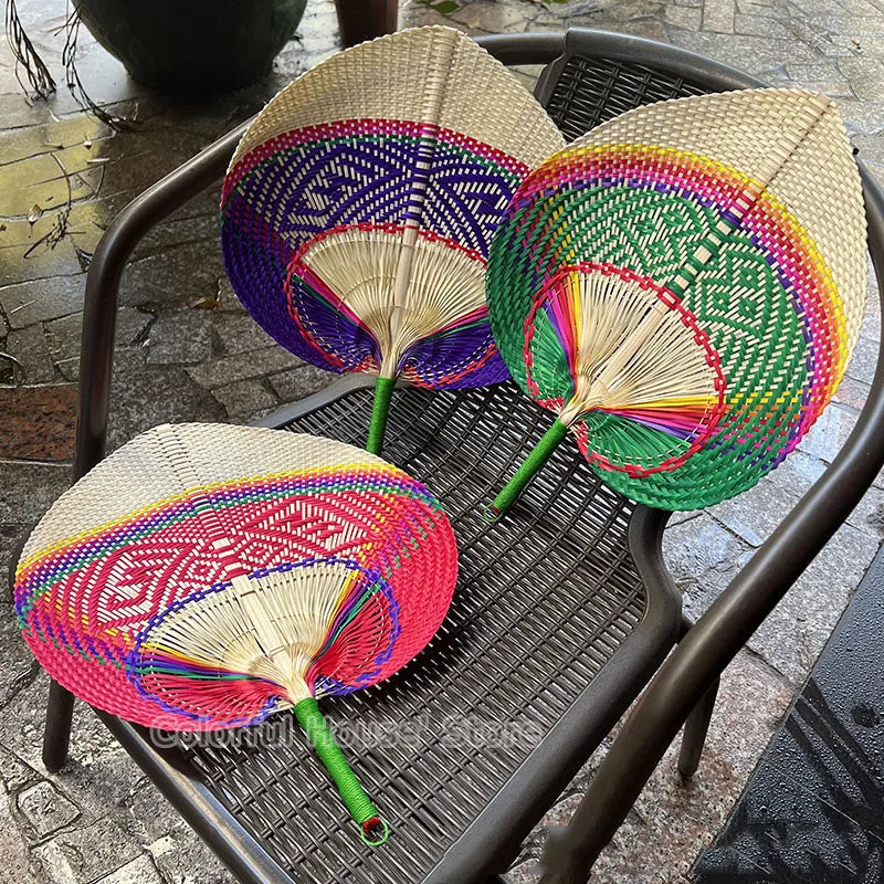 1pc  Woven Bamboo Hand Fans Wedding Favors for Guests Boho Fan Wall Decoration Raffia Folding Hand Fans Abanicos De Mano RISE DEFENSE SYSTEMS.AI PRODUCTS
