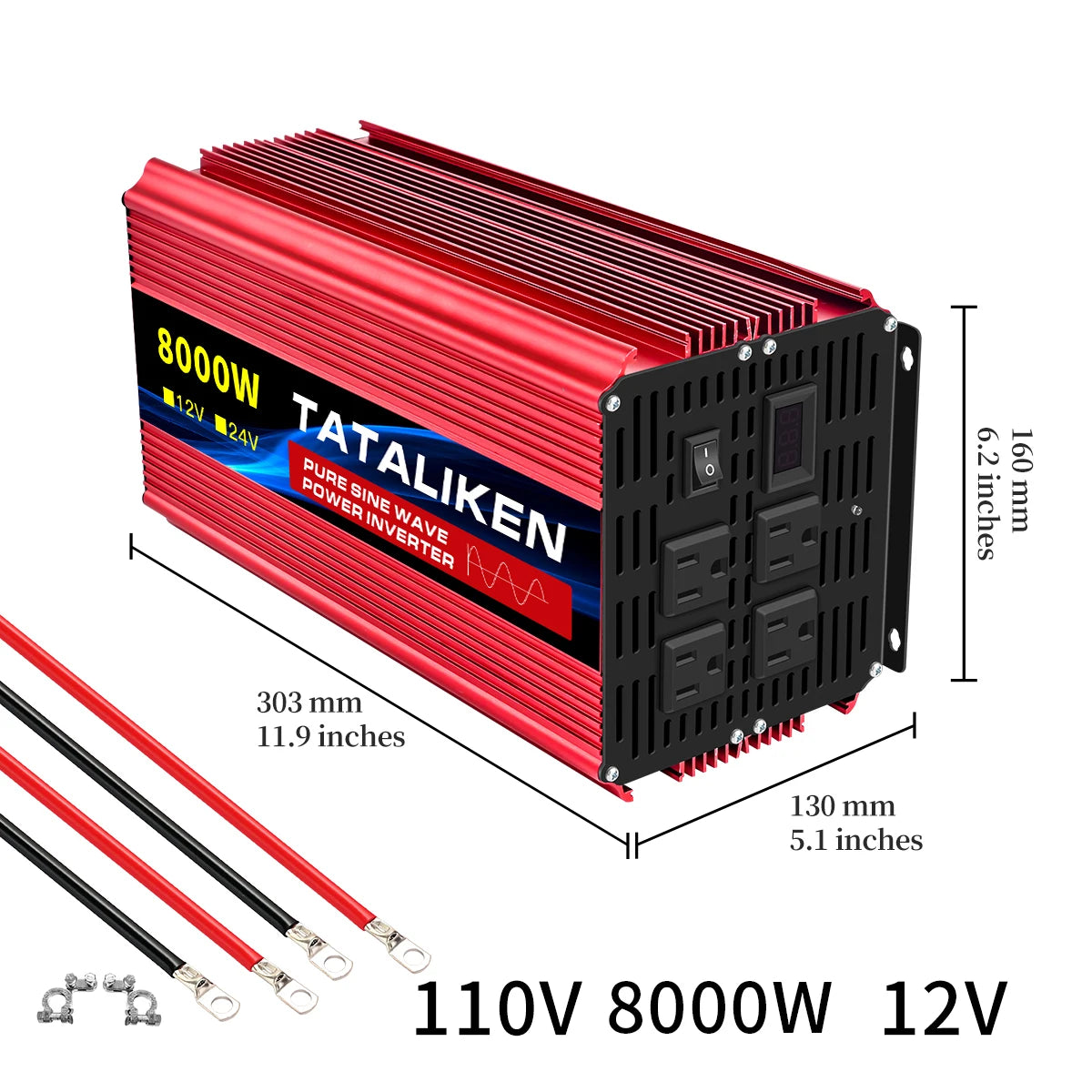 DC 12V/24V to AC 110V60HZ Pure Sine Wave Inverter screen 1600-10000w suitable for Car solar High Energy Converter with LED RISE DEFENSE SYSTEMS.AI PRODUCTS