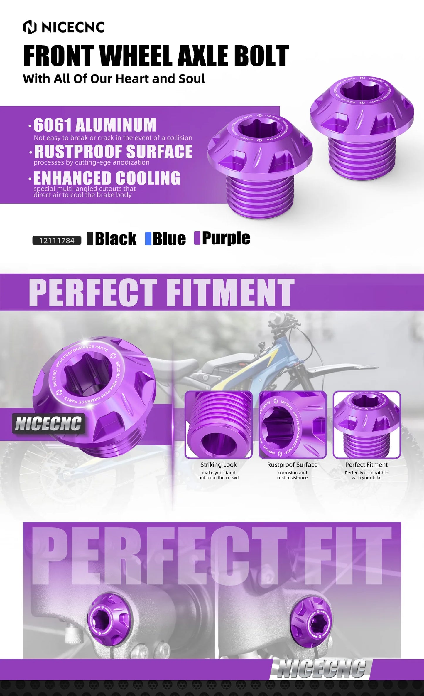NICECNC For Sur-Ron Light Bee X S L1E Segway X160 X260 Surron Electric Dirt Bike Front Wheel Axle Bolt Nut Cover Screws Aluminum RISE DEFENSE SYSTEMS.AI PRODUCTS