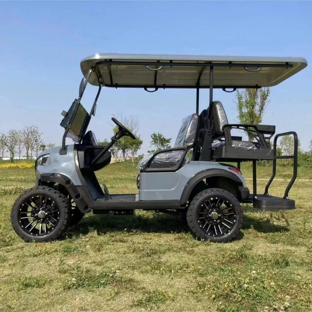 Customize New Club Sightseeing Golf Car 4/6 Seater 48V 60V  Off-road Solar Electric Golf Cart RISE DEFENSE SYSTEMS.AI PRODUCTS