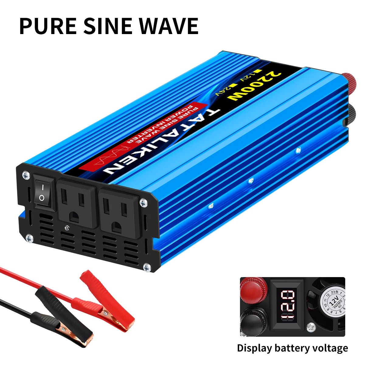 DC 12V/24V to AC 110V60HZ Pure Sine Wave Inverter screen 1600-10000w suitable for Car solar High Energy Converter with LED RISE DEFENSE SYSTEMS.AI PRODUCTS