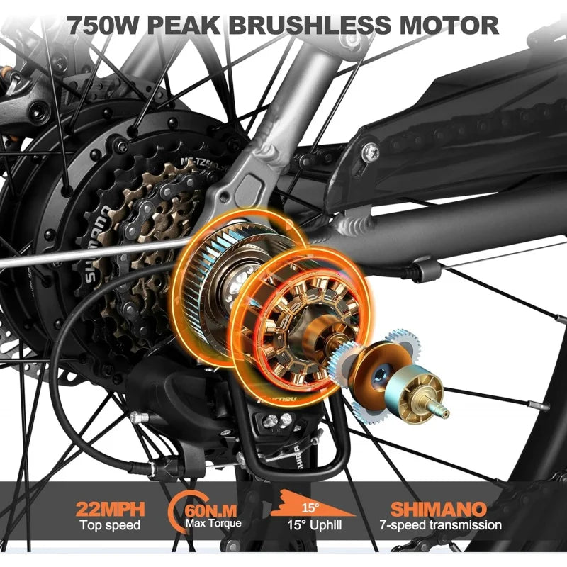 Core Electric Bike for Adults -468Wh Removable Built in Battery, Peak 750W Brushless Motor Mountain Ebike, 26X2.1 Tire Step Over RISE DEFENSE SYSTEMS.AI PRODUCTS