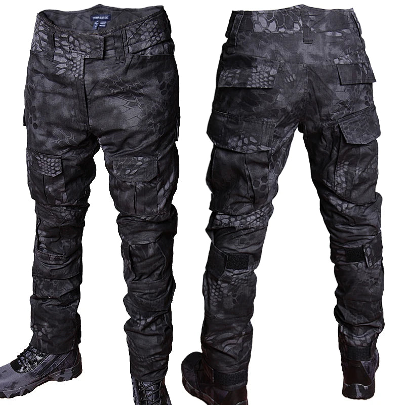 Snake Camo Tactical Sets Men Autumn Breathable Long Sleeve Tshirts+Outdoor Multi-pocket Pants 2 Pcs Suits Training Cargo Set RISE DEFENSE SYSTEMS.AI PRODUCTS