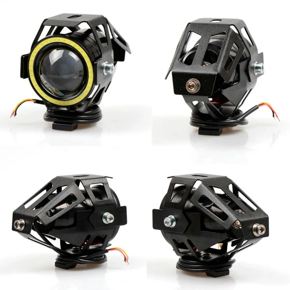 LED headlight for motorcycle Cree LED Angel Eyes DHO U7, strobe light for motorcycle with tube mount RISE DEFENSE SYSTEMS.AI PRODUCTS