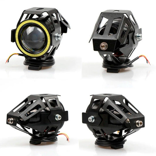 LED headlight for motorcycle Cree LED Angel Eyes DHO U7, strobe light for motorcycle with tube mount RISE DEFENSE SYSTEMS.AI PRODUCTS