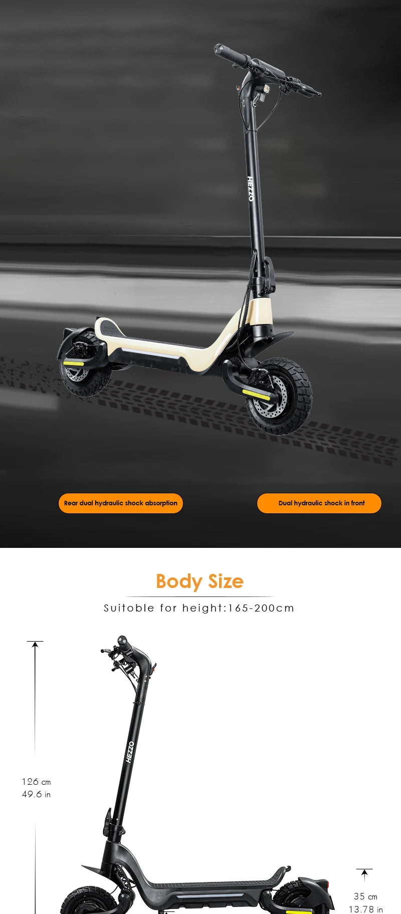 HEZZO F5 Meicang 48V 1600W 18Ah electric scooter city off-road strong dual motor scooter disc brake 28Mph 37Miles RISE DEFENSE SYSTEMS.AI PRODUCTS