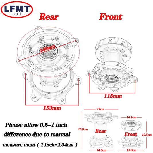Motorcycle Front Rims Rear Wheel Hub core 36 Holes For HONDA CR125 CR250 2002-2007 CRF250R CRF450R 2004-2013 CR CRF 125 250 450R RISE DEFENSE SYSTEMS.AI PRODUCTS