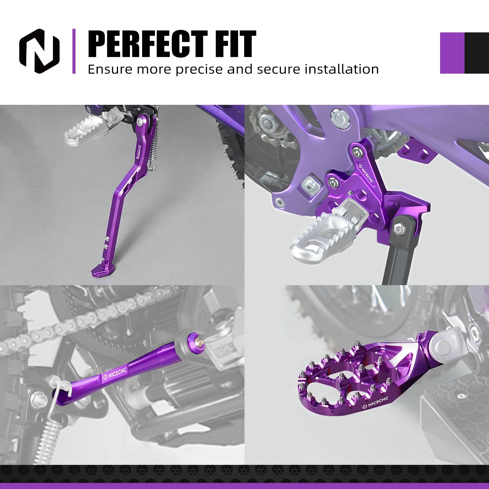 NICECNC For Surron Light Bee X S Electric Bike Footpeg Peg Bracket Package Footrest Pedal Support Brace Foot Side Kick Stand Kit RISE DEFENSE SYSTEMS.AI PRODUCTS
