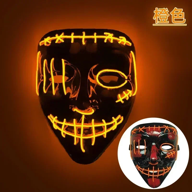 Wireless Halloween Neon LED Purge Mask Masque Masquerade Party Masks Light Grow in the Dark Horror Mask Glowing Masker RISE DEFENSE SYSTEMS.AI PRODUCTS