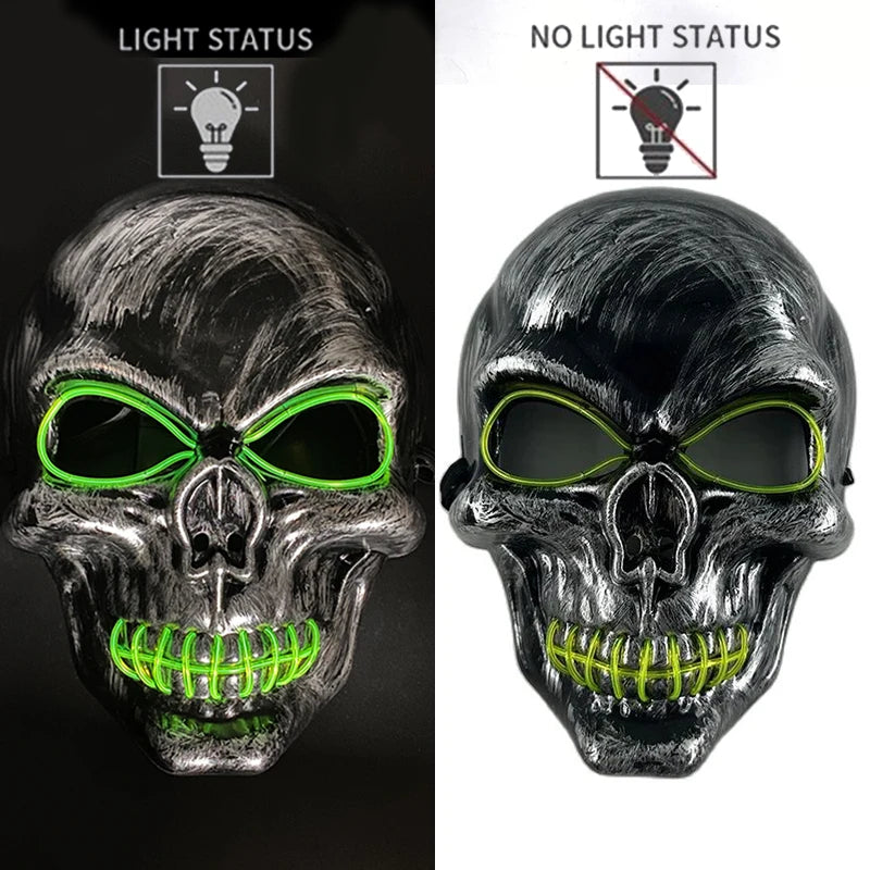 Halloween Film Theme Light Up Glowing Scary Mask LED Luminous Horror Purge Mask Cosplay Bar Party Supplies Neon Full Face Mask RISE DEFENSE SYSTEMS.AI PRODUCTS