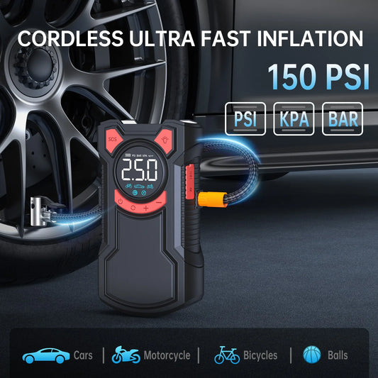 5-in-1 Jump Starter with Air Pump 3000A Peak Starter Box 150PSI Battery Pack with Digital Tire Inflator Car Battery Jump Starter RISE DEFENSE SYSTEMS.AI PRODUCTS