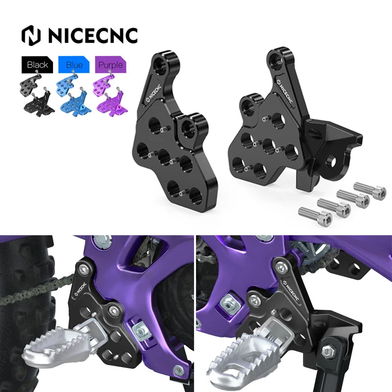 NICECNC Aluminum Foot Pegs Footrest Bracket Package For SUR-RON Surron light bee X S L1E Segway X160 X260 Electric Dirt Bike RISE DEFENSE SYSTEMS.AI PRODUCTS