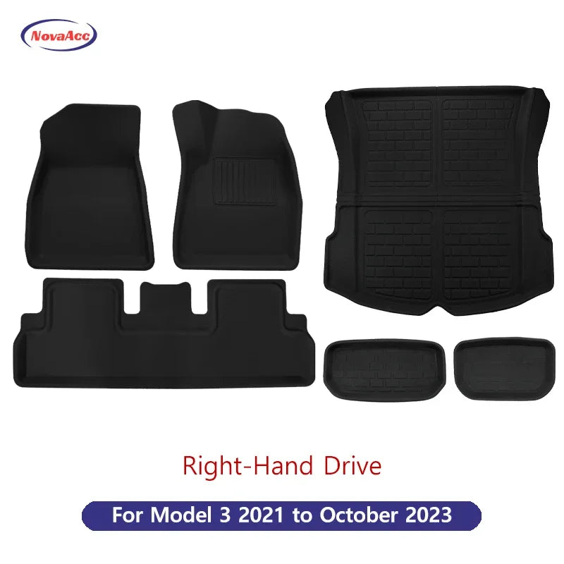 For Tesla Model Y 3 Highland Floor Mat Trunk Luggage Mat LHD RHD 2017 to 2024 2025 Left Right Rudder Four Seasons Floor Liner RISE DEFENSE SYSTEMS.AI PRODUCTS