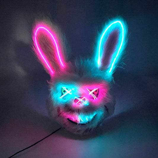 New Design Glowing Bloody Rabbit Mask Led Neon Cosplay Bear  Mask Halloween Horror Carnival Masquerade costume Decoration Props RISE DEFENSE SYSTEMS.AI PRODUCTS