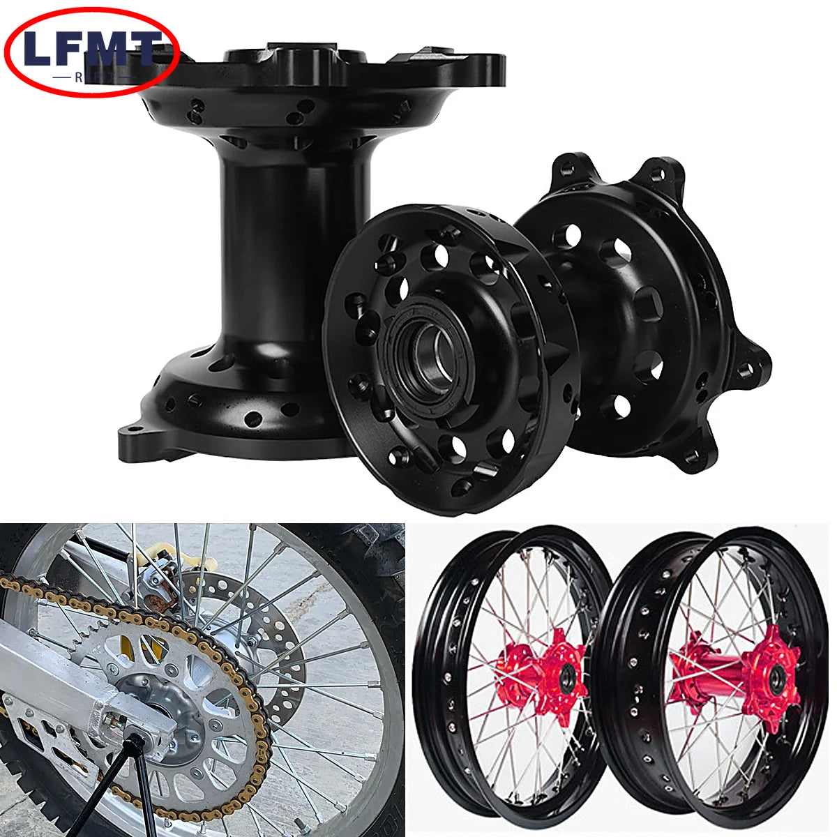Motorcycle CNC Front Rims Rear Wheel Hub 36 Holes Full Set For HONDA CR125 CR250 2002-2007 CRF250R CRF450R CRF250X CRF450X RISE DEFENSE SYSTEMS.AI PRODUCTS