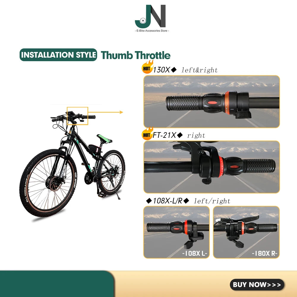 Ebike WUXING Thumb Throttle 21X/130X/108X/20X/76X Left/Right Hand Accelerator For Electric Bicycle Conversion Kit RISE DEFENSE SYSTEMS.AI PRODUCTS