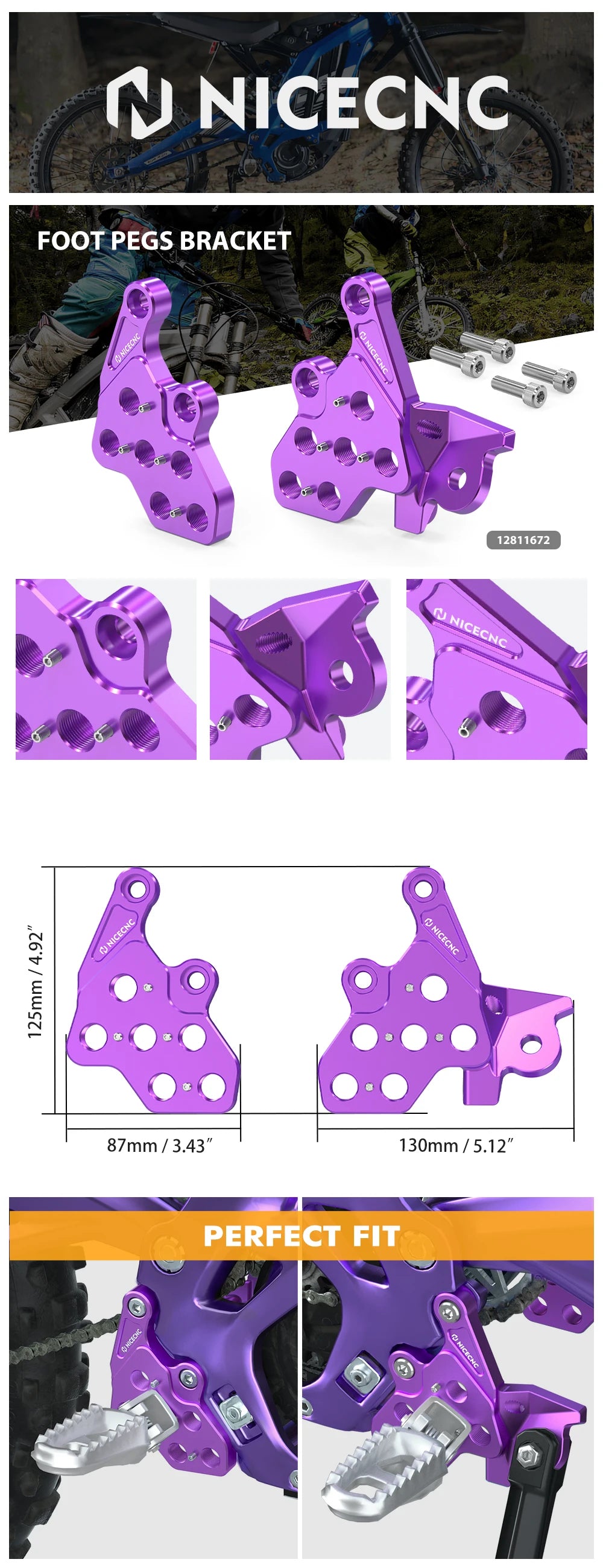 For Surron Light Bee X S L1E LBX Segway X160 X260 NICECNC Electric Dirt Bike Foot Pegs Mount Bracket Footrest Support Brace Kit RISE DEFENSE SYSTEMS.AI PRODUCTS
