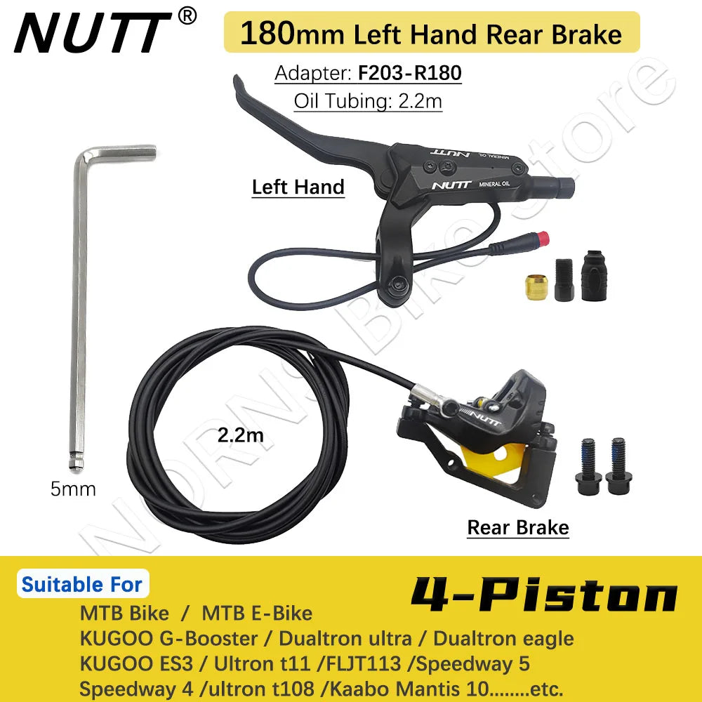 NUTT 4 Piston Y-5 Electric E-Bike Scooter Disc Brake Hydraulic Bicycle 140 160 180 Rotor For A5-D KUGOO Dualtron Kaabo Mantis RISE DEFENSE SYSTEMS.AI PRODUCTS