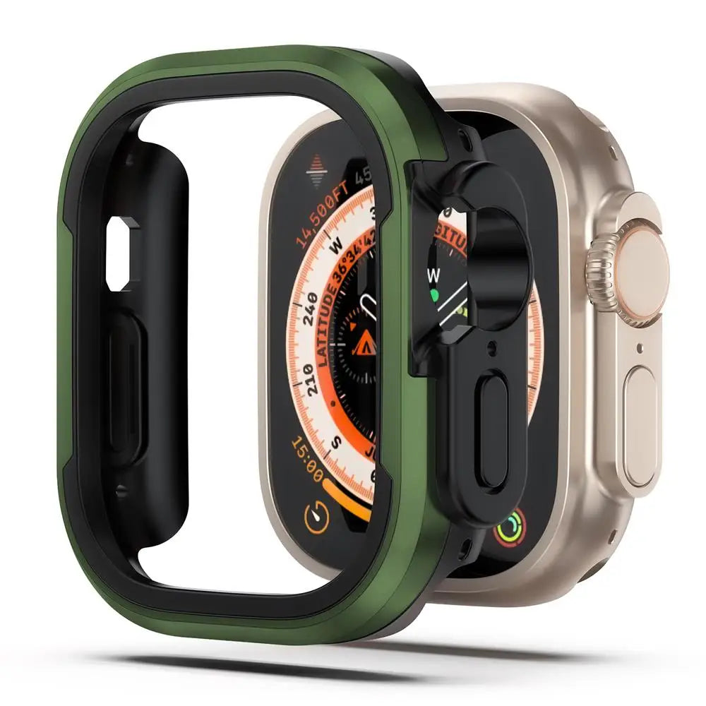 Aluminum alloy Case For Apple Watch Ultra 2 49mm series 9 8 7 6 se 5 TPU Bumper+Metal Frame For iWatch 45mm 41mm 44mm 40mm Cover RISE DEFENSE SYSTEMS.AI PRODUCTS