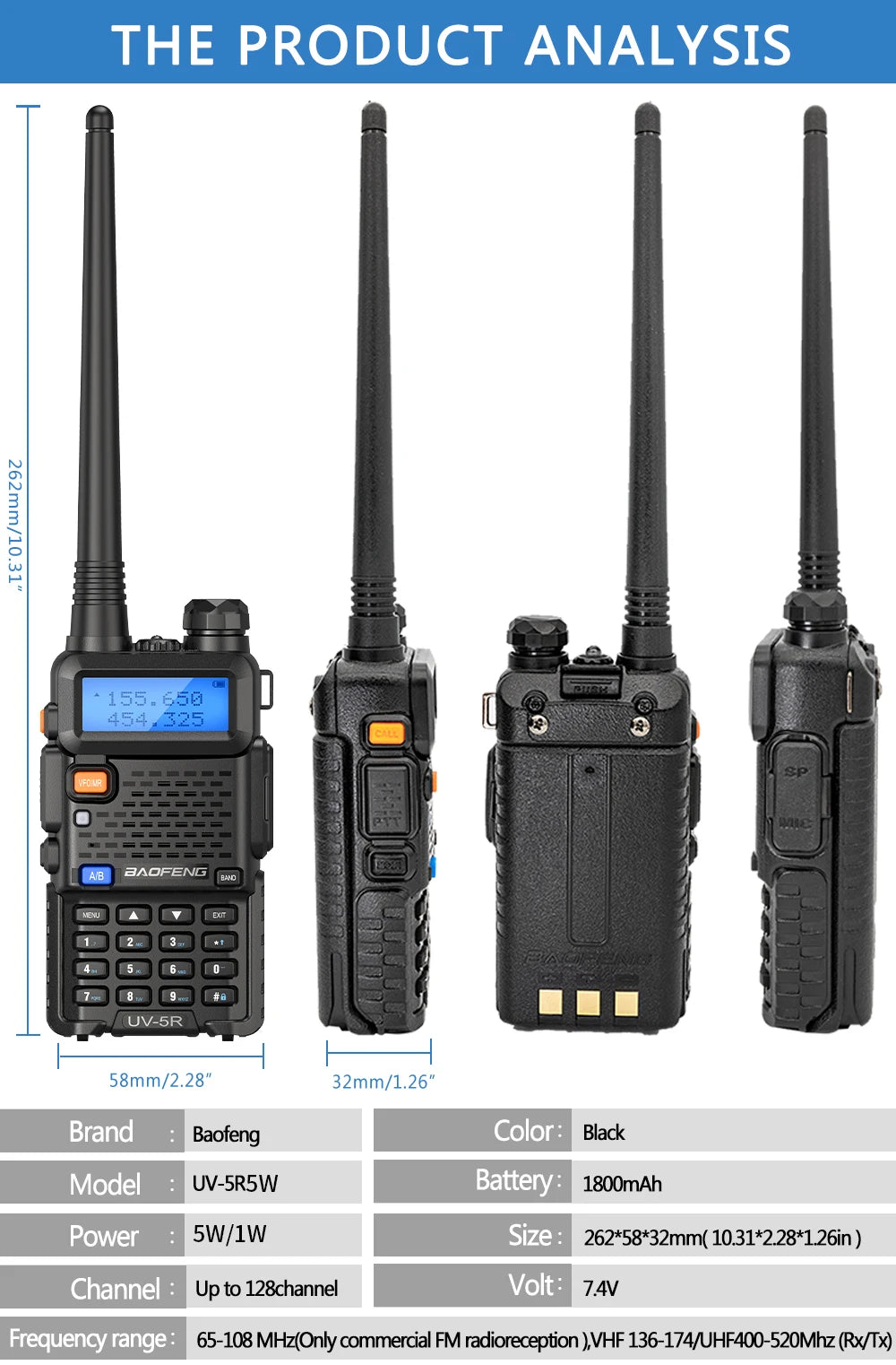Baofeng Walkie Talkie UV 5R 5W 8W Dual Band Ham Two Way Radio Vhf Uhf FM Radio Handheld Transceiver Hunting 16KM RISE DEFENSE SYSTEMS.AI PRODUCTS
