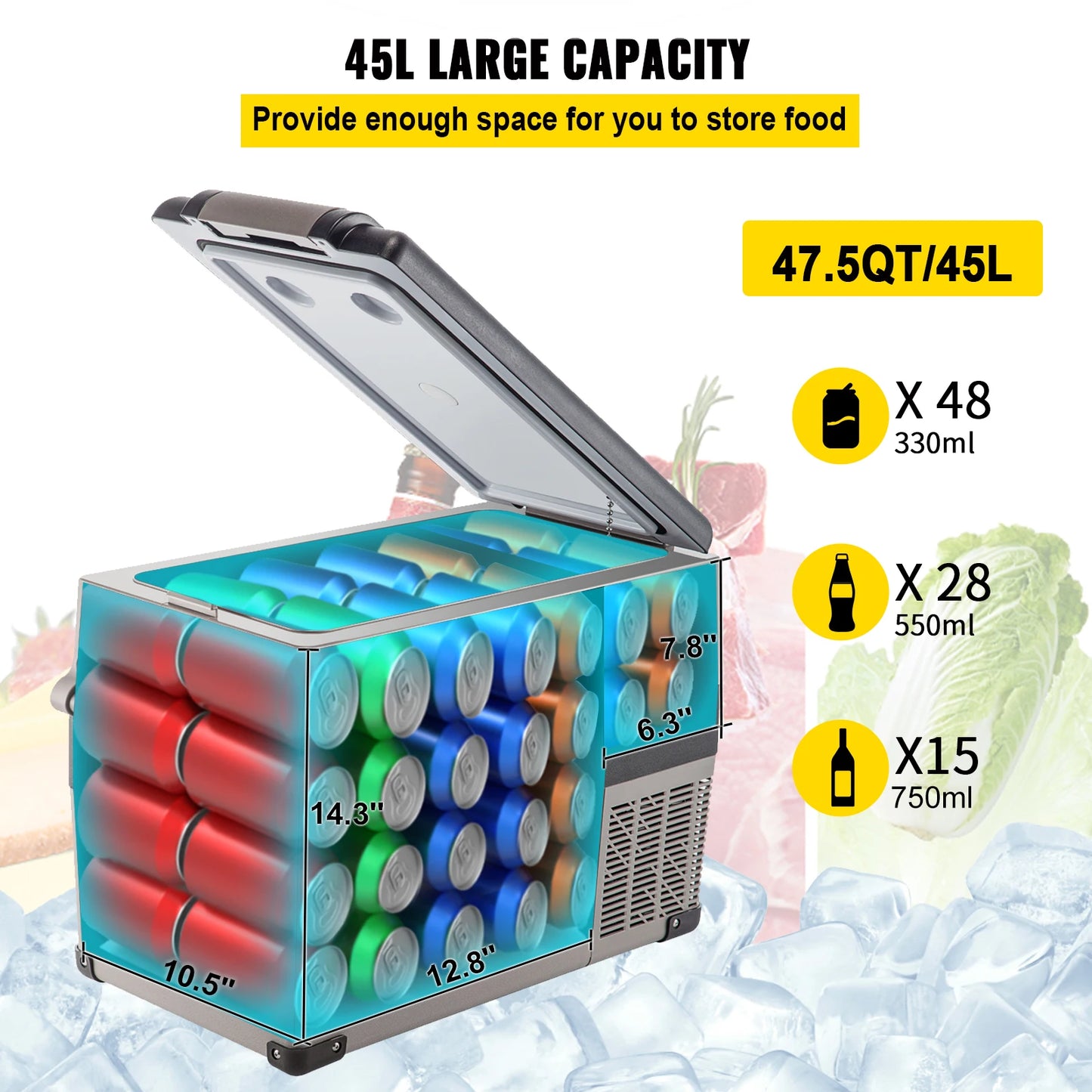 VEVOR 12V Car Refrigerator 48 Quart (45L) Fast Cooling Portable Freezer with App Control for Travel Truck Camping and Home Use RISE DEFENSE SYSTEMS.AI PRODUCTS