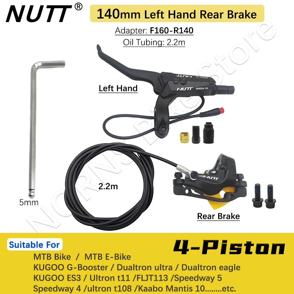 NUTT 4 Piston Y-5 Electric E-Bike Scooter Disc Brake Hydraulic Bicycle 140 160 180 Rotor For A5-D KUGOO Dualtron Kaabo Mantis RISE DEFENSE SYSTEMS.AI PRODUCTS