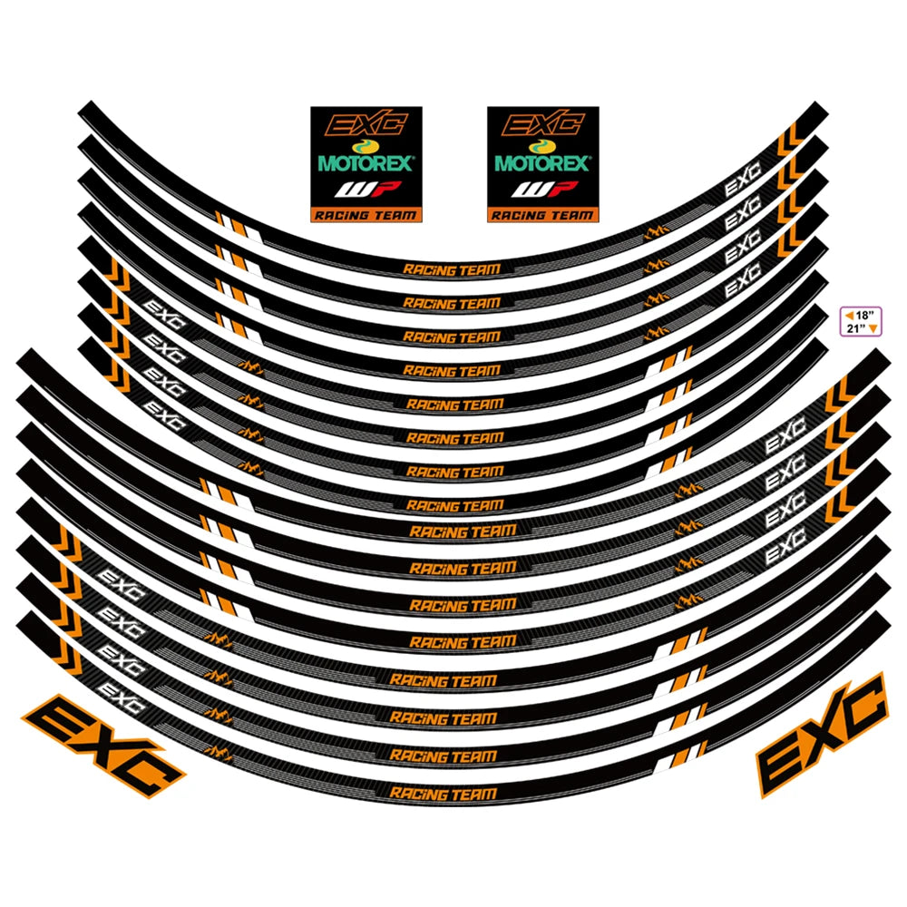 For 125/250/300/350/450/500/525 Exc Racing E-XC Motorcycle Wheels Sticker 18″21″ Inch Rim Stripe Reflective Tape Hub Decals RISE DEFENSE SYSTEMS.AI PRODUCTS