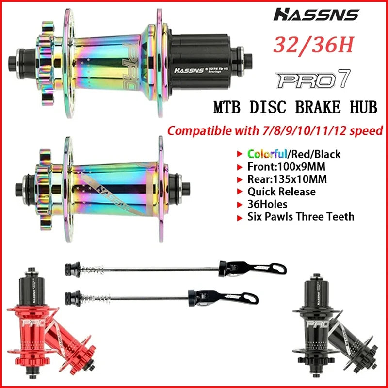 HASSNS Cube Pro 7 Cube Arc 32 36 Hole MTB Bearing Bike Rear Hub Quick Release 32H 36H Four Palin 7 8 9 10 11 12 Speed 6 Pawl Hub RISE DEFENSE SYSTEMS.AI PRODUCTS