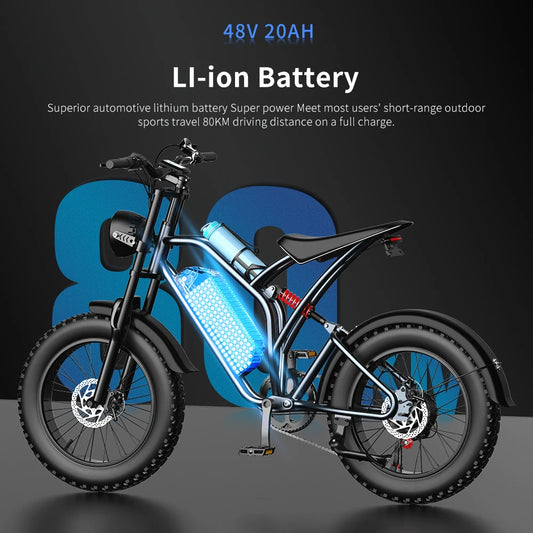 EKX T1 Electric Bicycle 20*4.0 Fat Tire 1000W Motor 48V20AH Lithium Battery Road Electric Bike Adults Waterproof Mountain EBike RISE DEFENSE SYSTEMS.AI PRODUCTS
