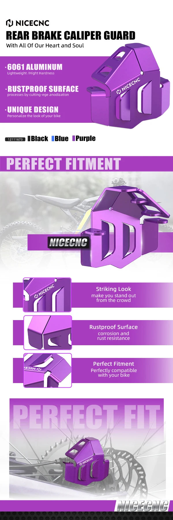 NICECNC For Surron Light Bee X S L1E Segway X160 X260 Surron Electric Dirt Bike Front Rear Brake Caliper Guard Cover Protector RISE DEFENSE SYSTEMS.AI PRODUCTS