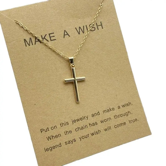 New Trendy Alloy Crystal Cross Pendant Necklaces for Women Fashion Simple Gold Color Clavicle Chain Necklace Collar Jewelry Gift RISE DEFENSE SYSTEMS.AI PRODUCTS