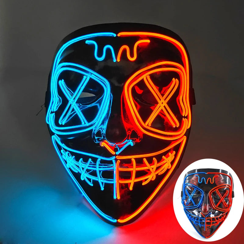 Wireless Scary Glowing Mask LED Luminous Purge Mask Halloween Horror Neon Light Up Cosplay Party Mask Fstival Costume Supplies RISE DEFENSE SYSTEMS.AI PRODUCTS