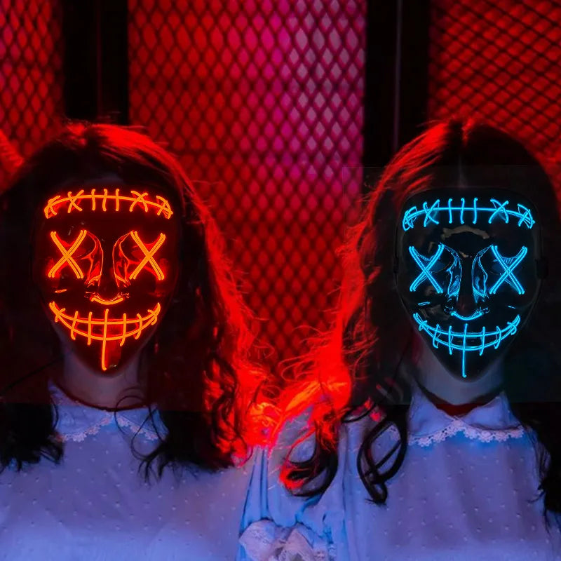 Wireless Halloween Scary Glowing Mask Luminous LED Purge Mask Horror Cosplay Neon Light Up Party Mask Festival Costume Supplies RISE DEFENSE SYSTEMS.AI PRODUCTS