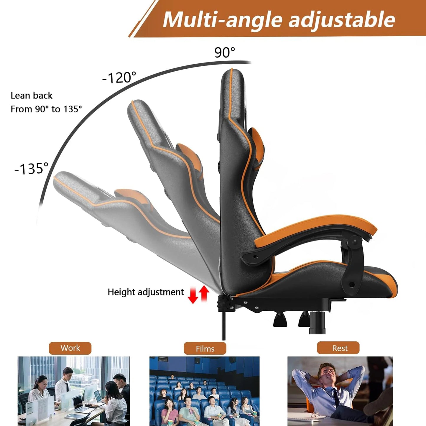 Gaming Chair Office Chair Ergonomic PU Leather Computer Desk Chair with Headrest and Lumbar Support Game Chairs Racing Chair RISE DEFENSE SYSTEMS.AI PRODUCTS