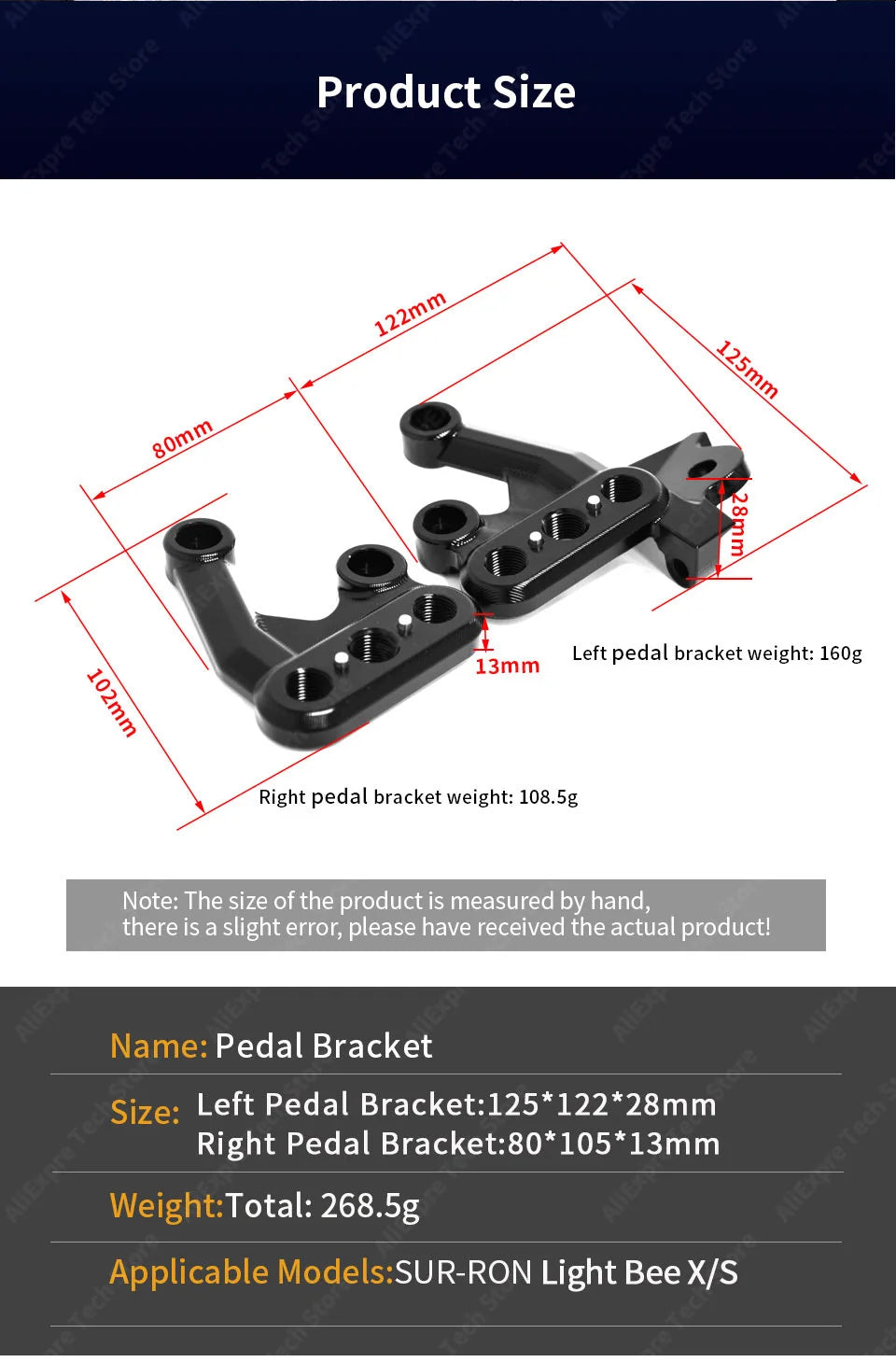 For Sur Ron Pedal Bracket Light Bee X Modification Parts E-bike Dirtbike Off-road Motorcycle  SUR-RON Parts RISE DEFENSE SYSTEMS.AI PRODUCTS