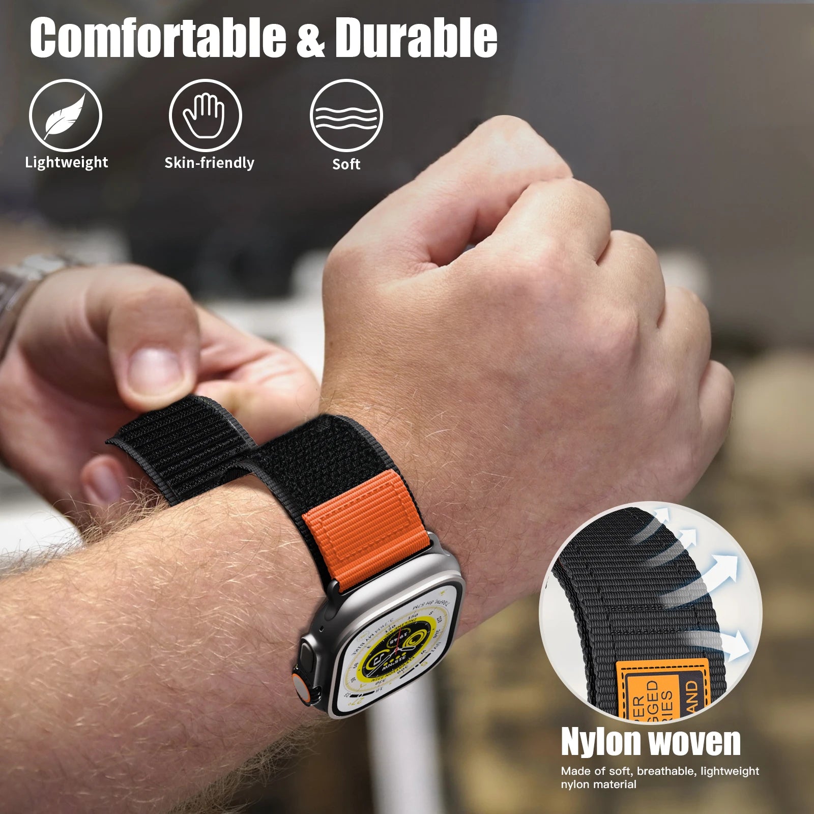 Strap for Apple Watch Band 45mm 44mm Ultra 49mm  42mm 44 45mm Wide Nylon Iwatch Series 9 Se 8 2 Correa Bracelet RISE DEFENSE SYSTEMS.AI PRODUCTS