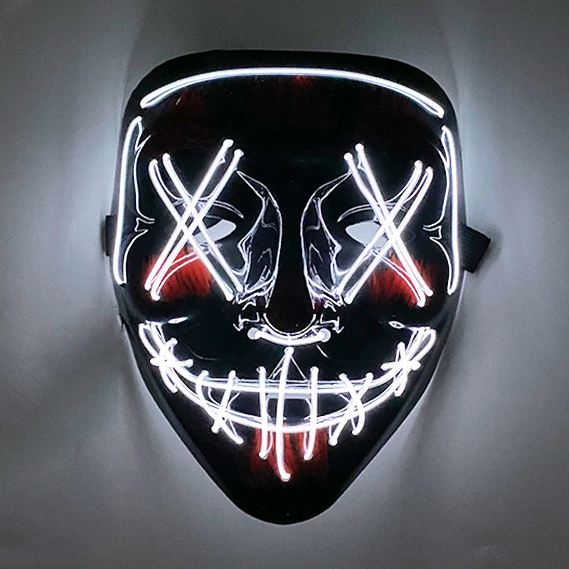 Wireless Scary Glowing Mask LED Luminous Purge Mask Halloween Horror Neon Light Up Cosplay Party Mask Fstival Costume Supplies RISE DEFENSE SYSTEMS.AI PRODUCTS