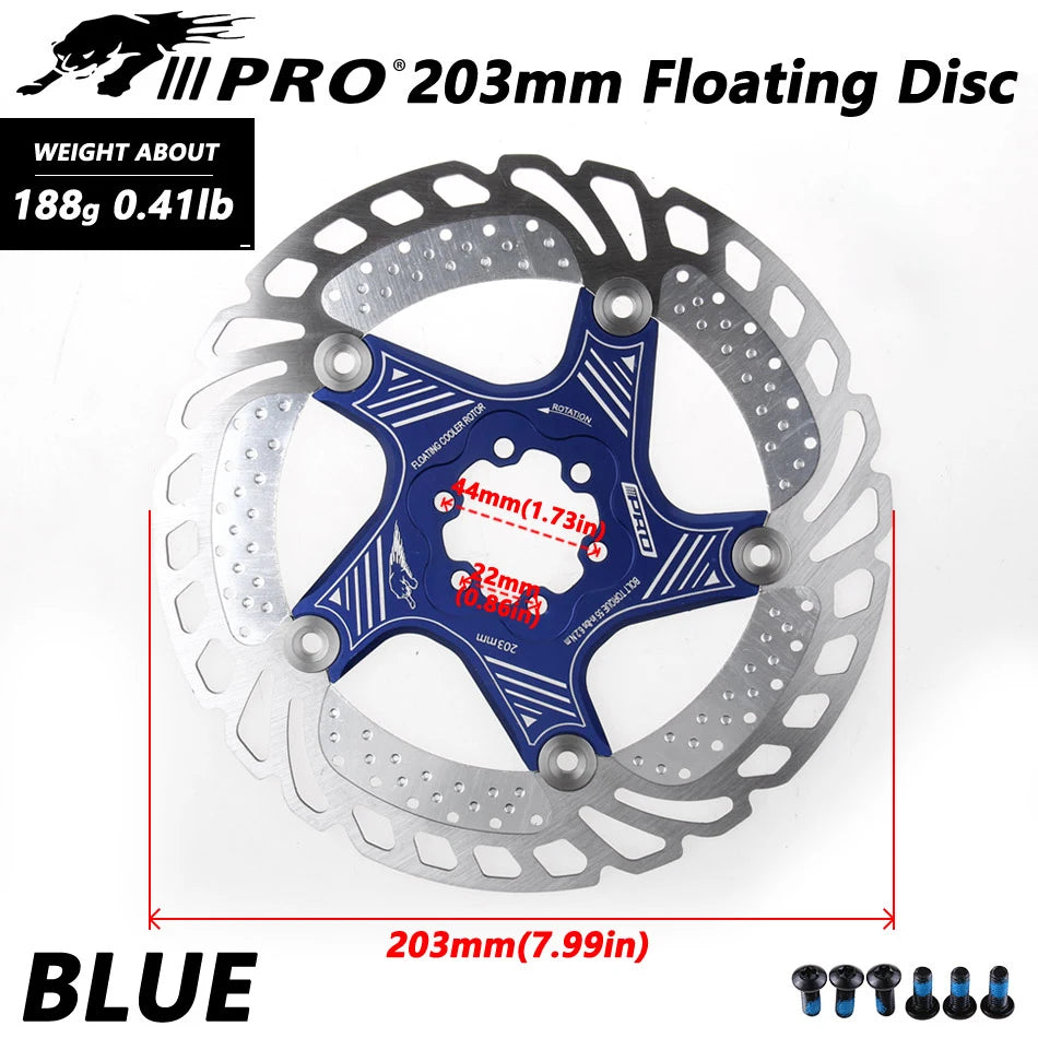 IIIPRO 6-Bolt Brake Disc 160mm/180mm/203mm Brake Disc Rotor Floating Cooling Heat Dissipation DH 6 Inch MTB/Road Bike RISE DEFENSE SYSTEMS.AI PRODUCTS