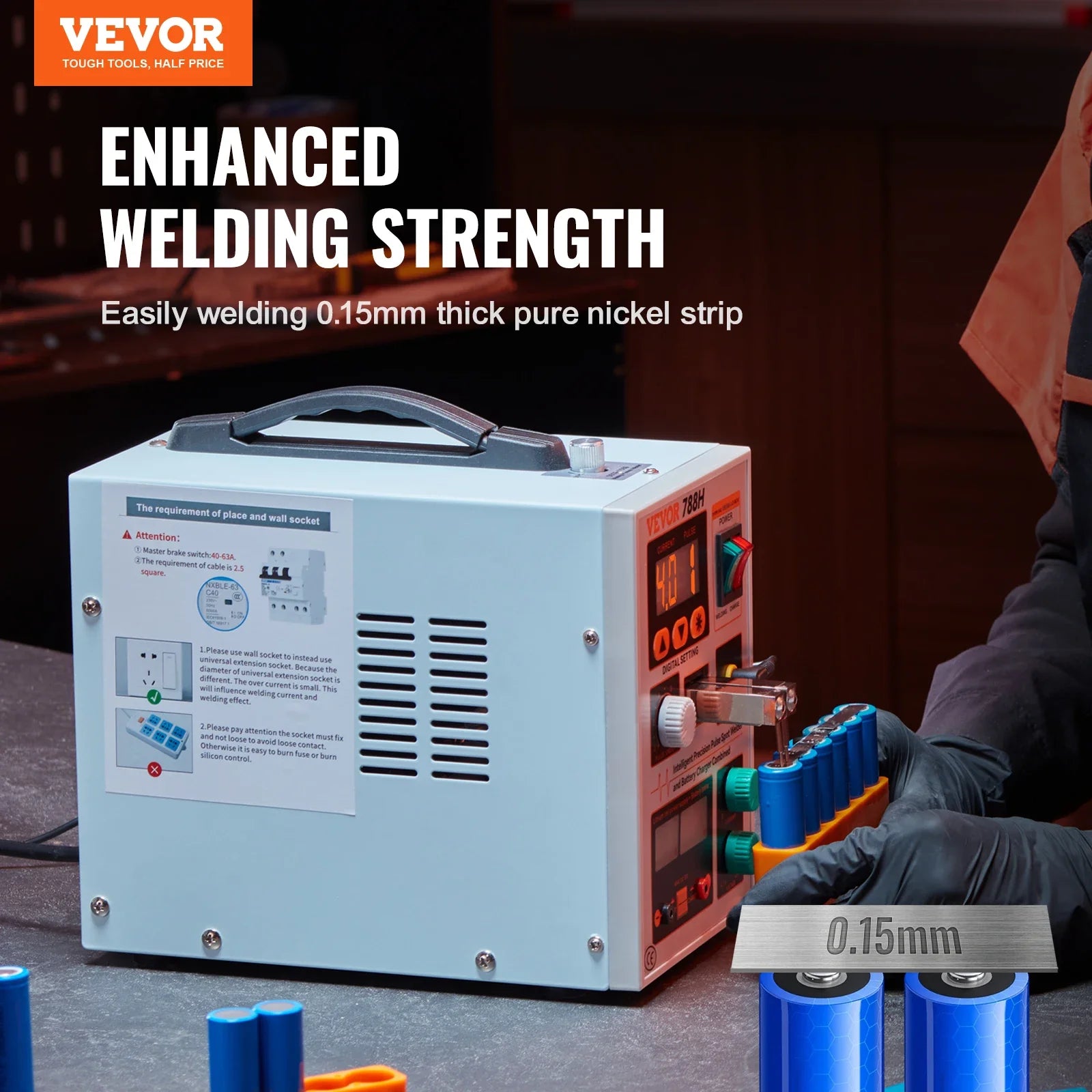 VEVOR Battery Spot Welder 788H Portable Battery Welding Machine with 2 Welding Modes  LED Lighting for 18650 14500 Battery Packs RISE DEFENSE SYSTEMS.AI PRODUCTS