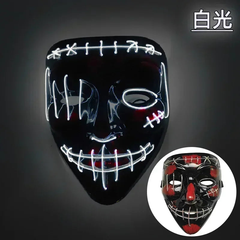 Wireless Halloween Neon LED Purge Mask Masque Masquerade Party Masks Light Grow in the Dark Horror Mask Glowing Masker RISE DEFENSE SYSTEMS.AI PRODUCTS