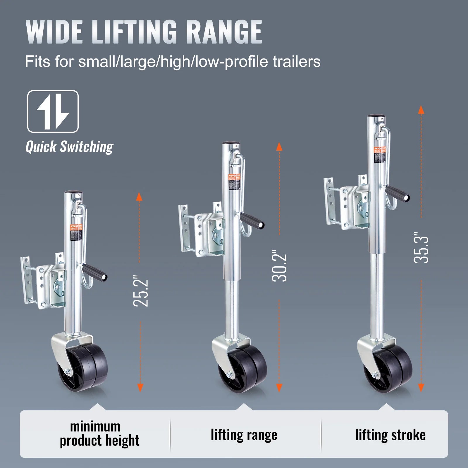 VEVOR 1000/1500lbs Trailer Jack Tongue Stand with Solid Jockey Sidewind Round Wheel Lifting Boat RV Parts Accessories RISE DEFENSE SYSTEMS.AI PRODUCTS