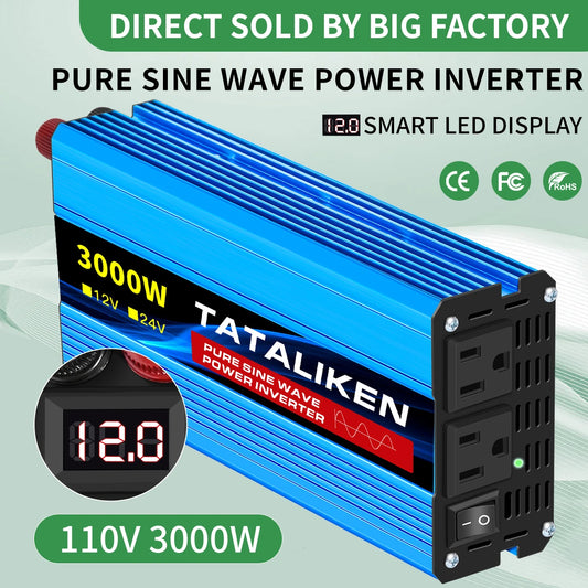 DC 12V/24V to AC 110V60HZ Pure Sine Wave Inverter screen 1600-10000w suitable for Car solar High Energy Converter with LED RISE DEFENSE SYSTEMS.AI PRODUCTS