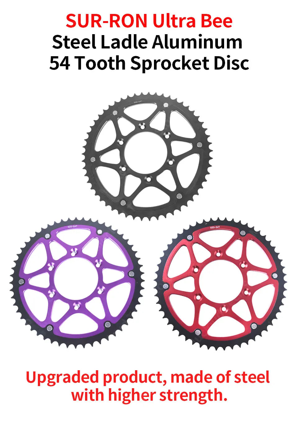 For SUR-RON Ultra Bee Steel-clad Aluminum 54 Tooth Sprocket Disc Plate E-bike Off-road Dirtbike Motorcycle Accessories SURRON RISE DEFENSE SYSTEMS.AI PRODUCTS