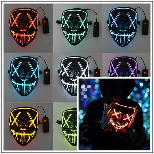 Cosmask Halloween Neon Mask Led Mask Masque Masquerade Party Masks Light Glow In The Dark Funny Masks Cosplay Costume Supplies RISE DEFENSE SYSTEMS.AI PRODUCTS