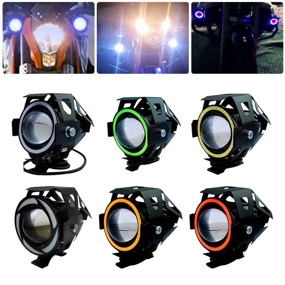 LED headlight for motorcycle Cree LED Angel Eyes DHO U7, strobe light for motorcycle with tube mount RISE DEFENSE SYSTEMS.AI PRODUCTS